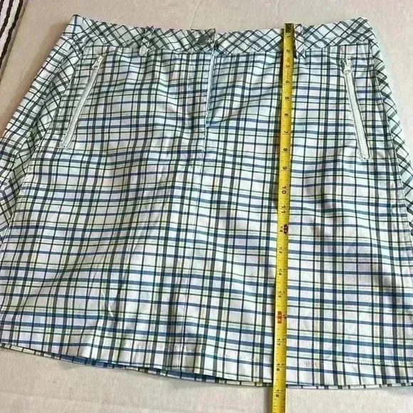 Nivo by Lanctot Golf Skirt with under shorts yellow and blue plaid size 10 skort - Picture 13 of 13